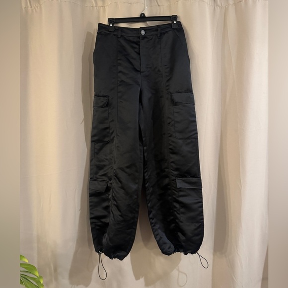 Madden NYC Black Cargo Pants with Drawstring Hem - Picture 1 of 7